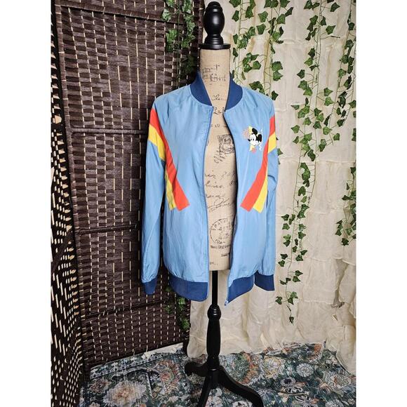 Disney Other - Disney Mickey Mouse Bomber Jacket Blue Graphic Lightweight Y2K Streetwear